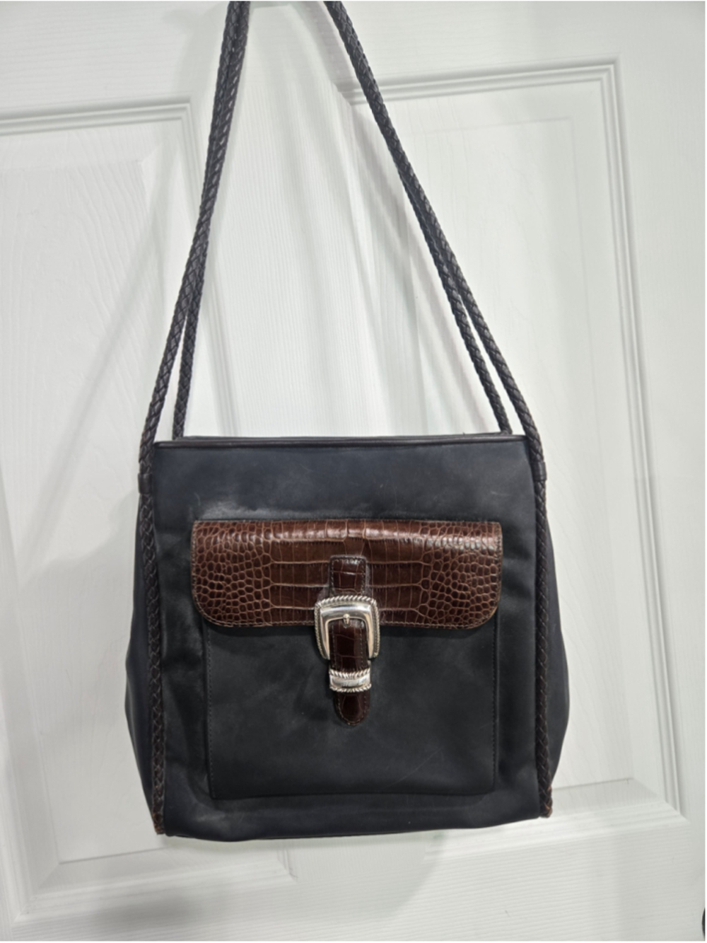 Women's Brighton Shoulder Bag One Size Black Brown Leather